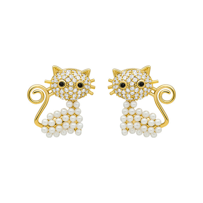 Cat Pearl Earrings