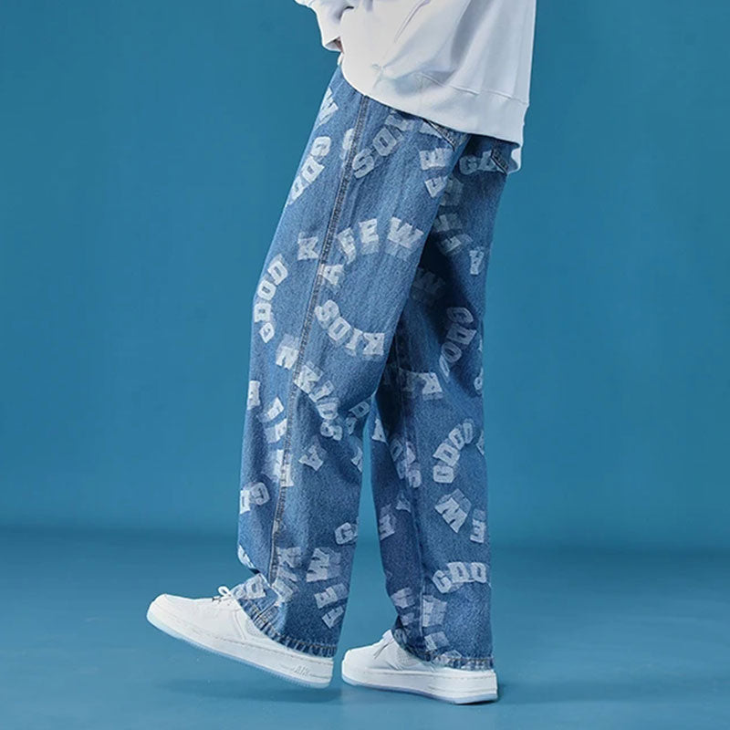 Unisex Loose Fit Denim Hip Hop Pants for Men