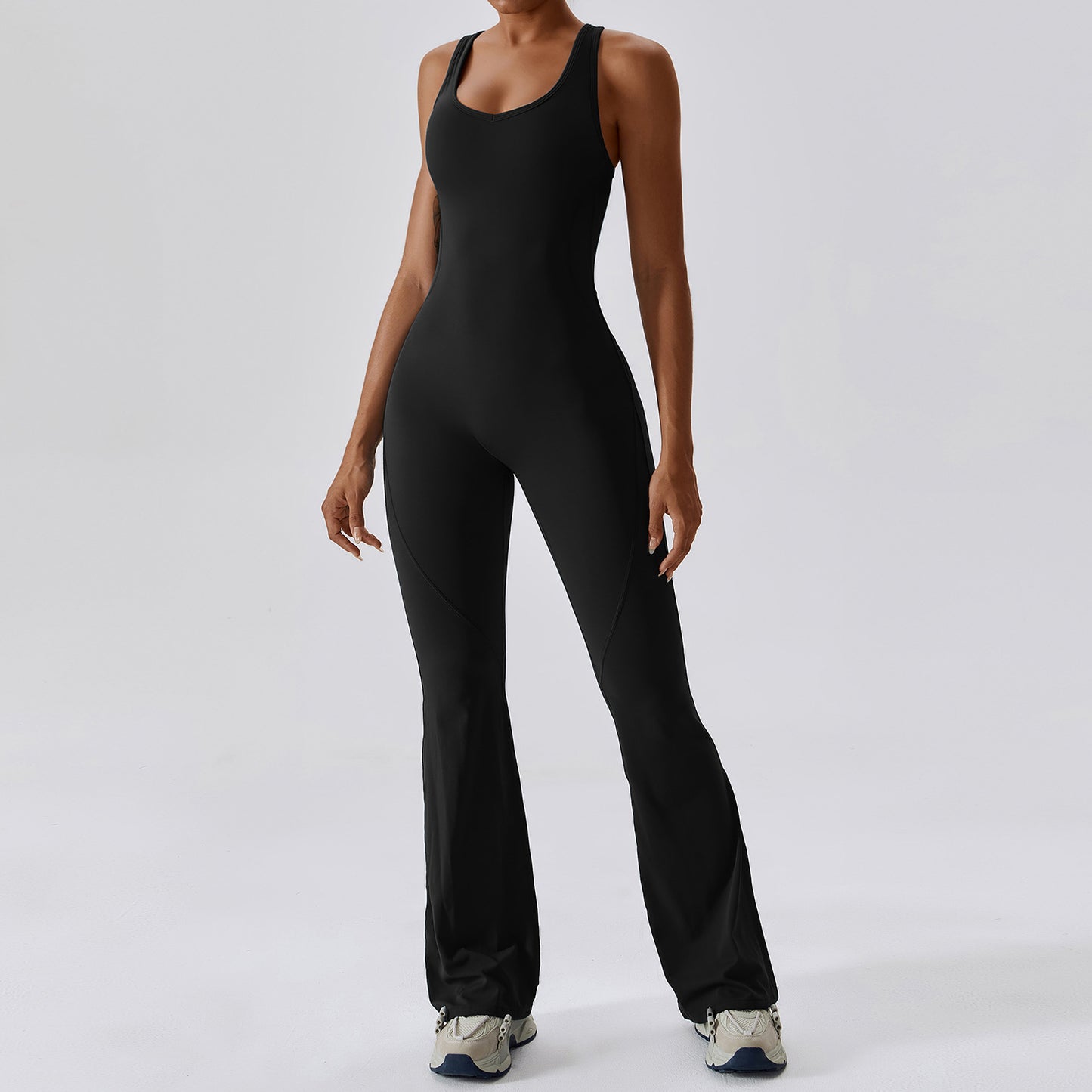 Sleeveless slim fit long pants jumpsuit