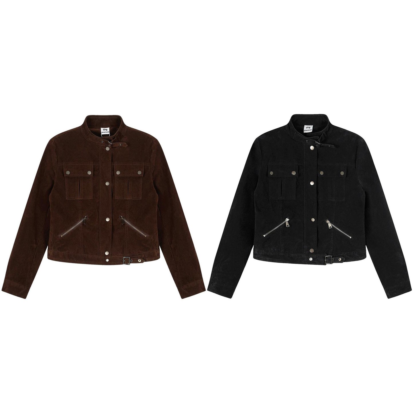 Suede standing collar motorcycle loose short jacket