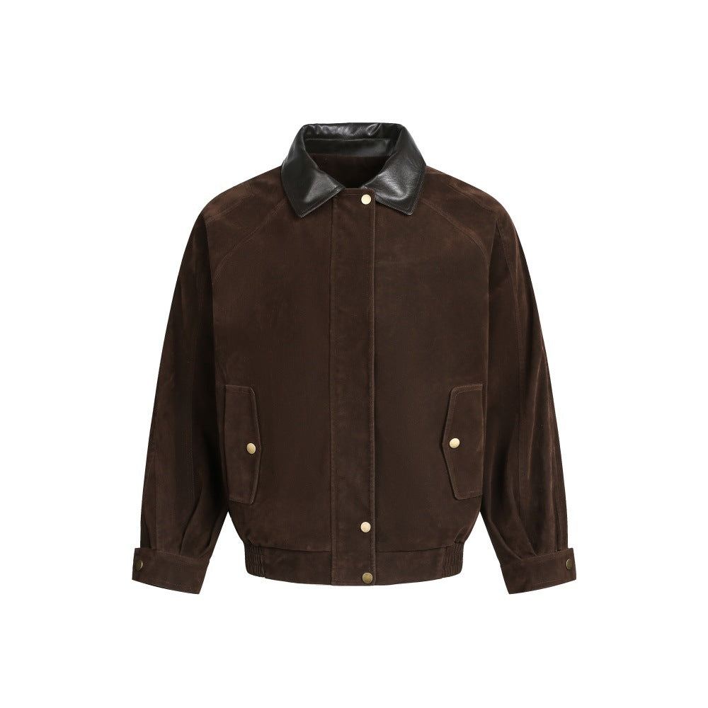 PU leather lapel jacket