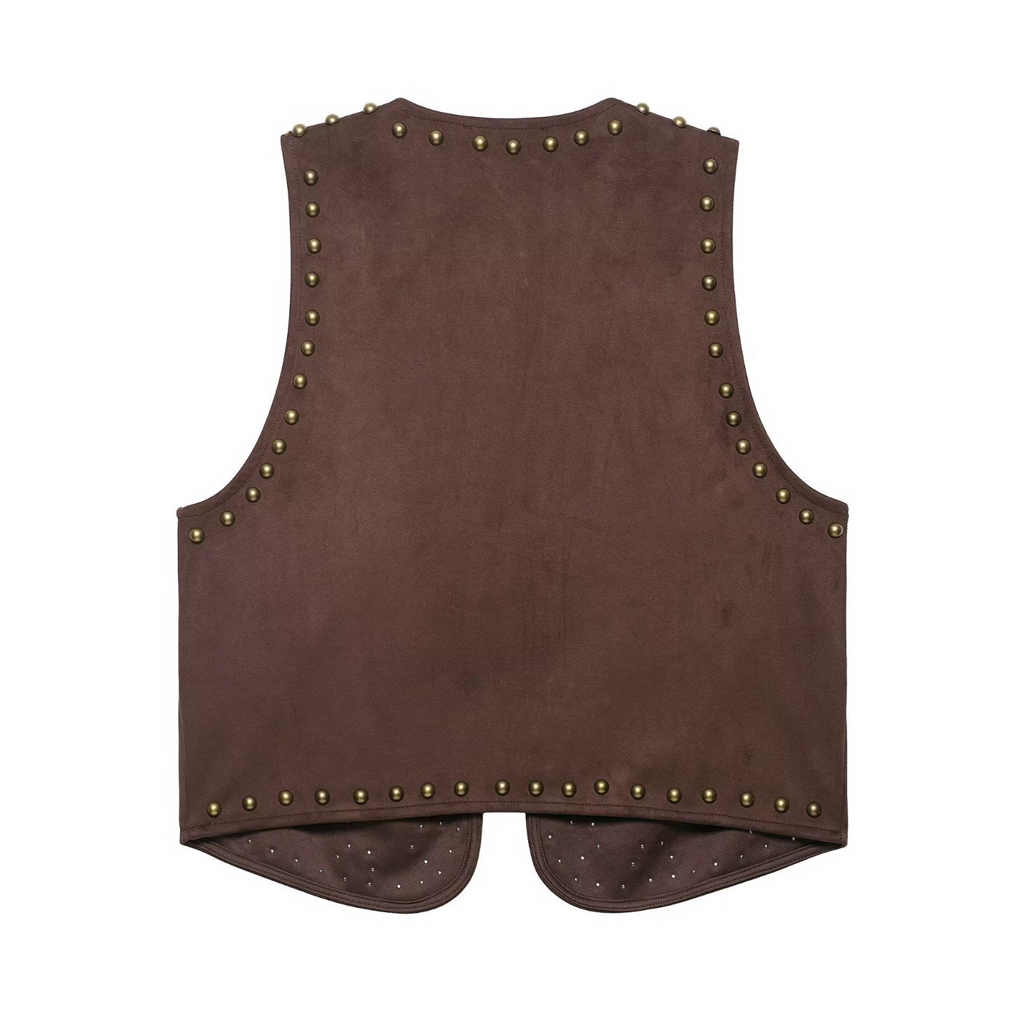 Rivet suede effect vest+shorts set