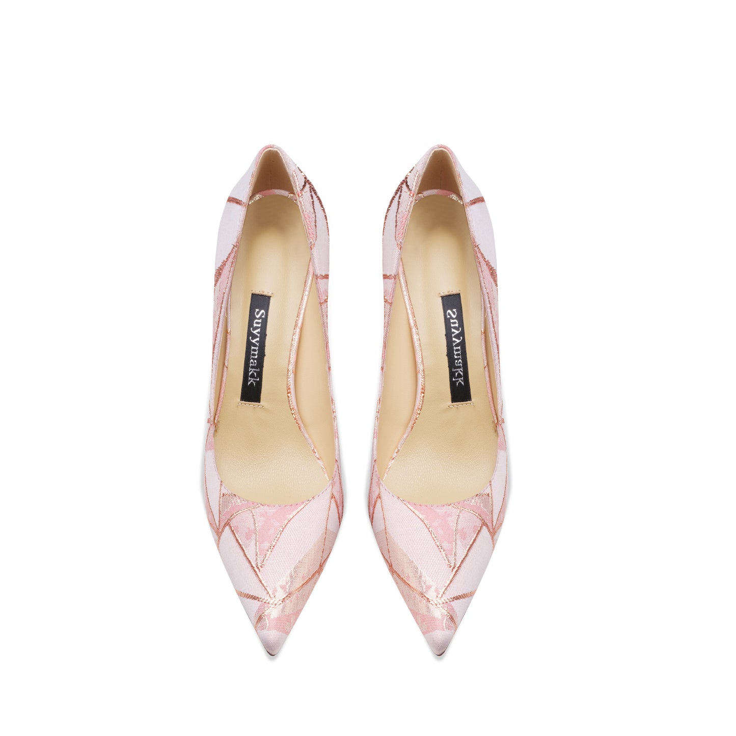 Leather Color Blocking Pink High Heel Shoes For Women's New Thin Heel Pointed Toe Shallow Mouth Versatile Design Sense Small Single Shoes