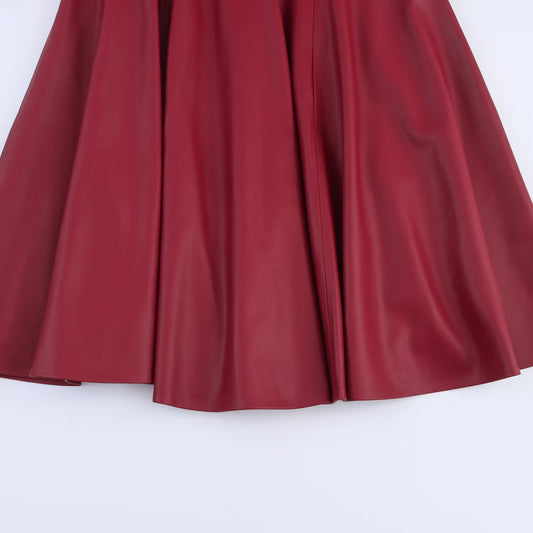 Imitation leather MIDI skirt