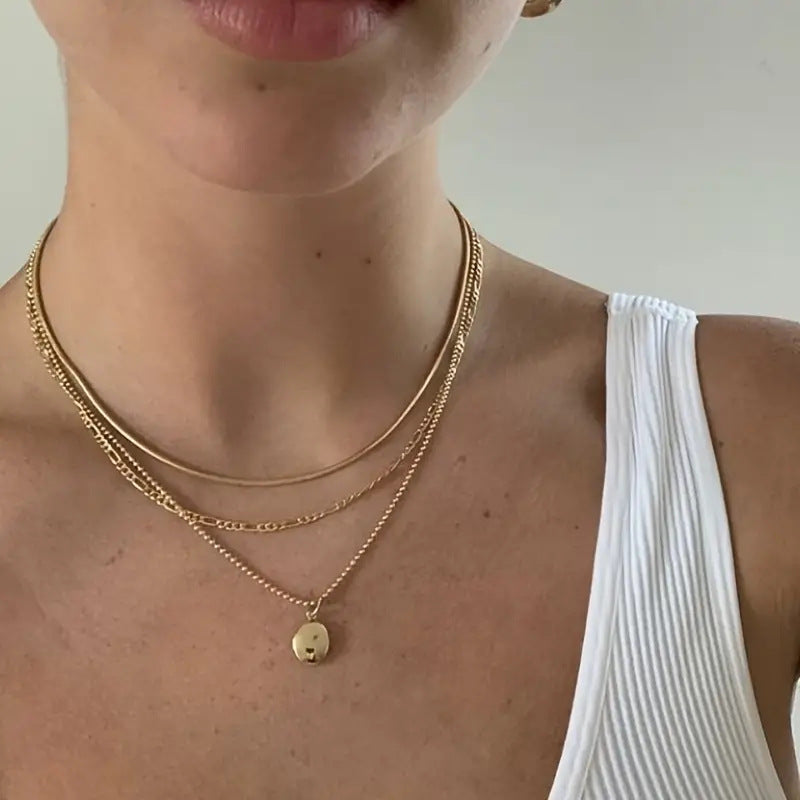 Vintage Metal Oval Pendant Necklace