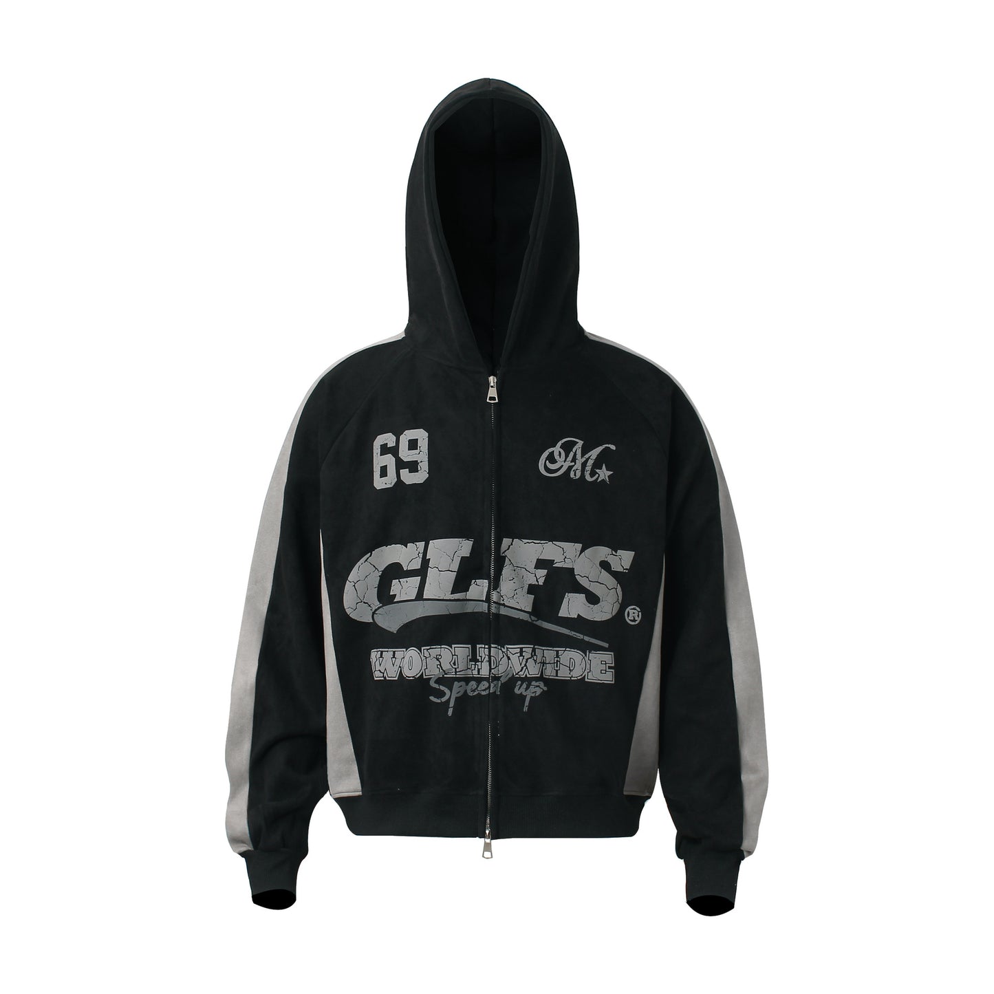 Suede zipper hoodie for men