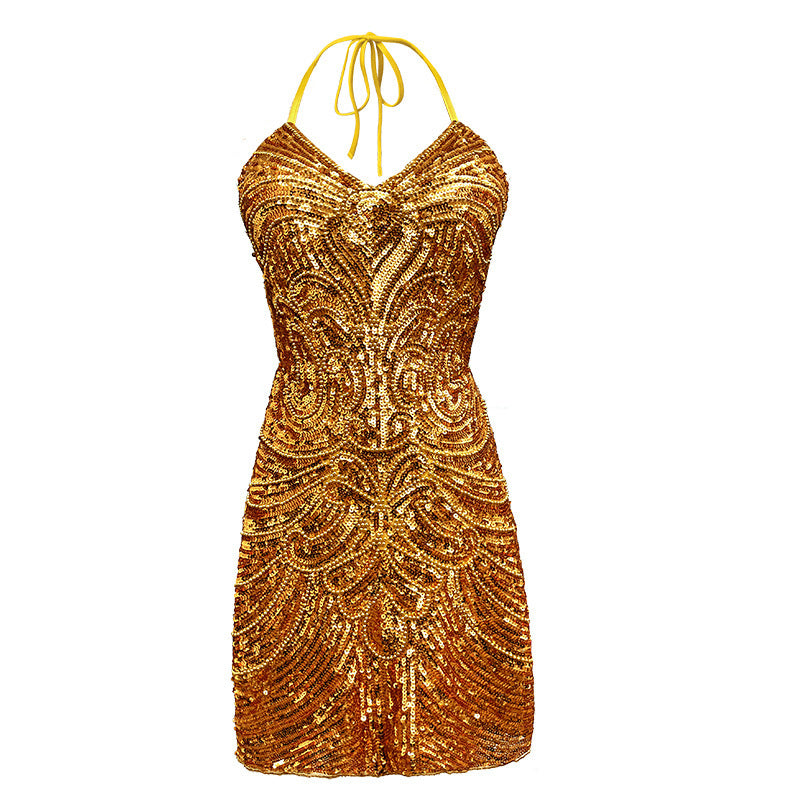 Evening Adult Women's Latin Dance Fringe Dress Sequin Dress Backless Party Stage Performance Costume Women's Clothing