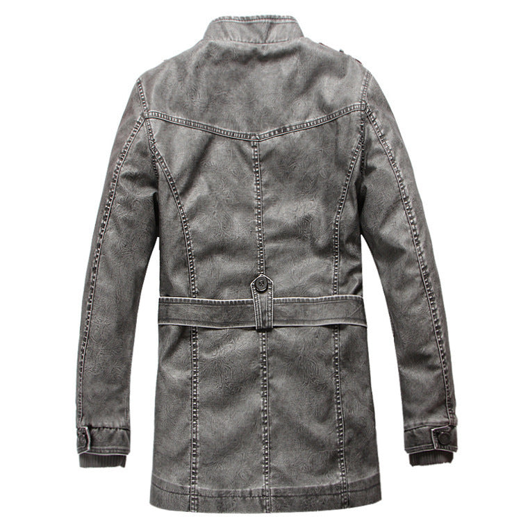 2019 Men's Slim Fit PU Leather Jacket with Zipper