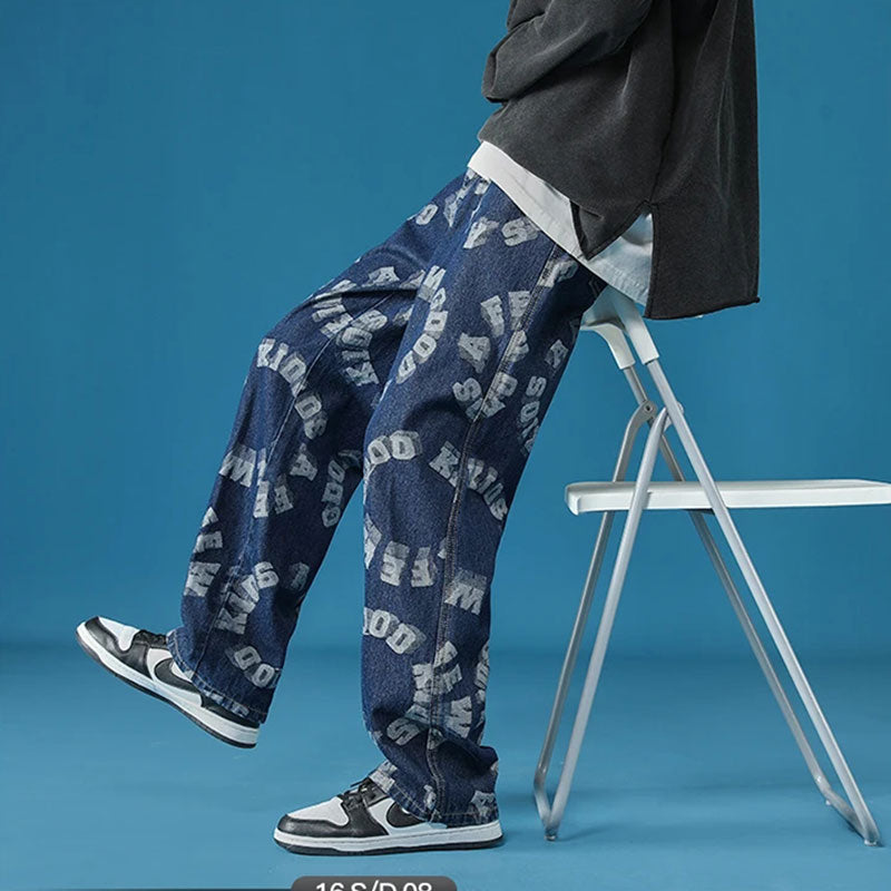 Unisex Loose Fit Denim Hip Hop Pants for Men