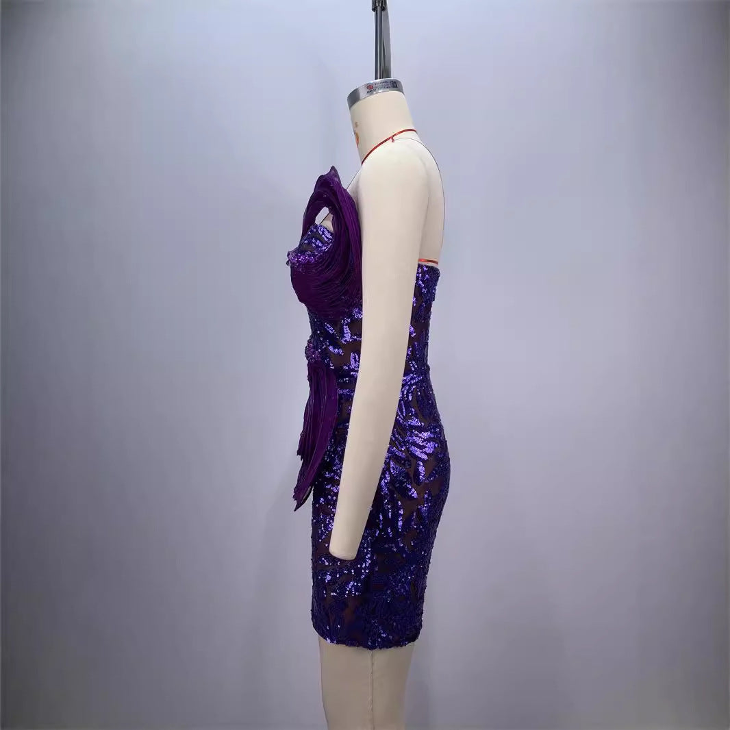 Sequin purple mini  Party dress