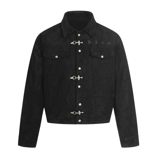 Retro suede standing collar cotton jacket