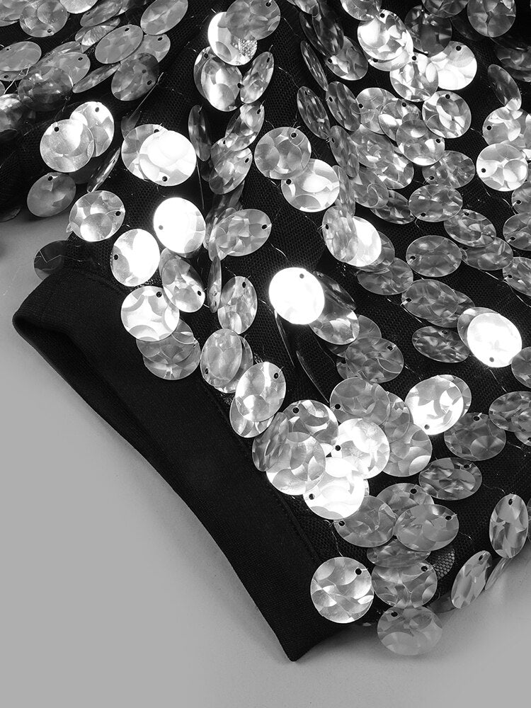 Designer Sliver Sequins Mini Dress