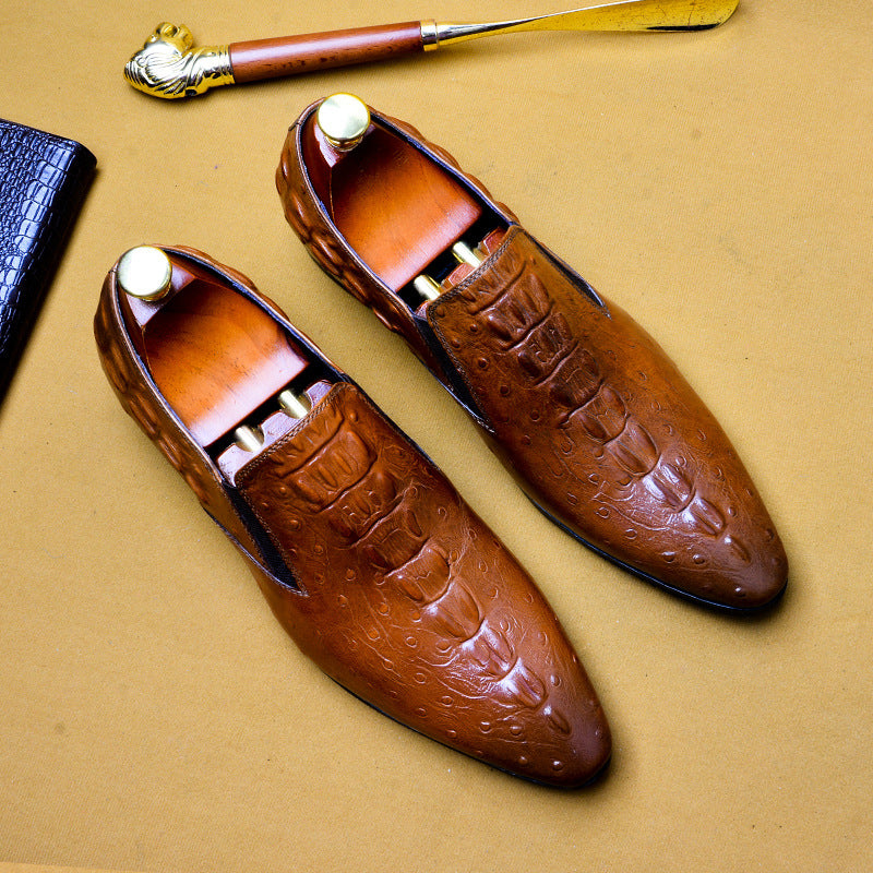Men's Leather asual business breathable crocodile pattern trendy men's shoes
