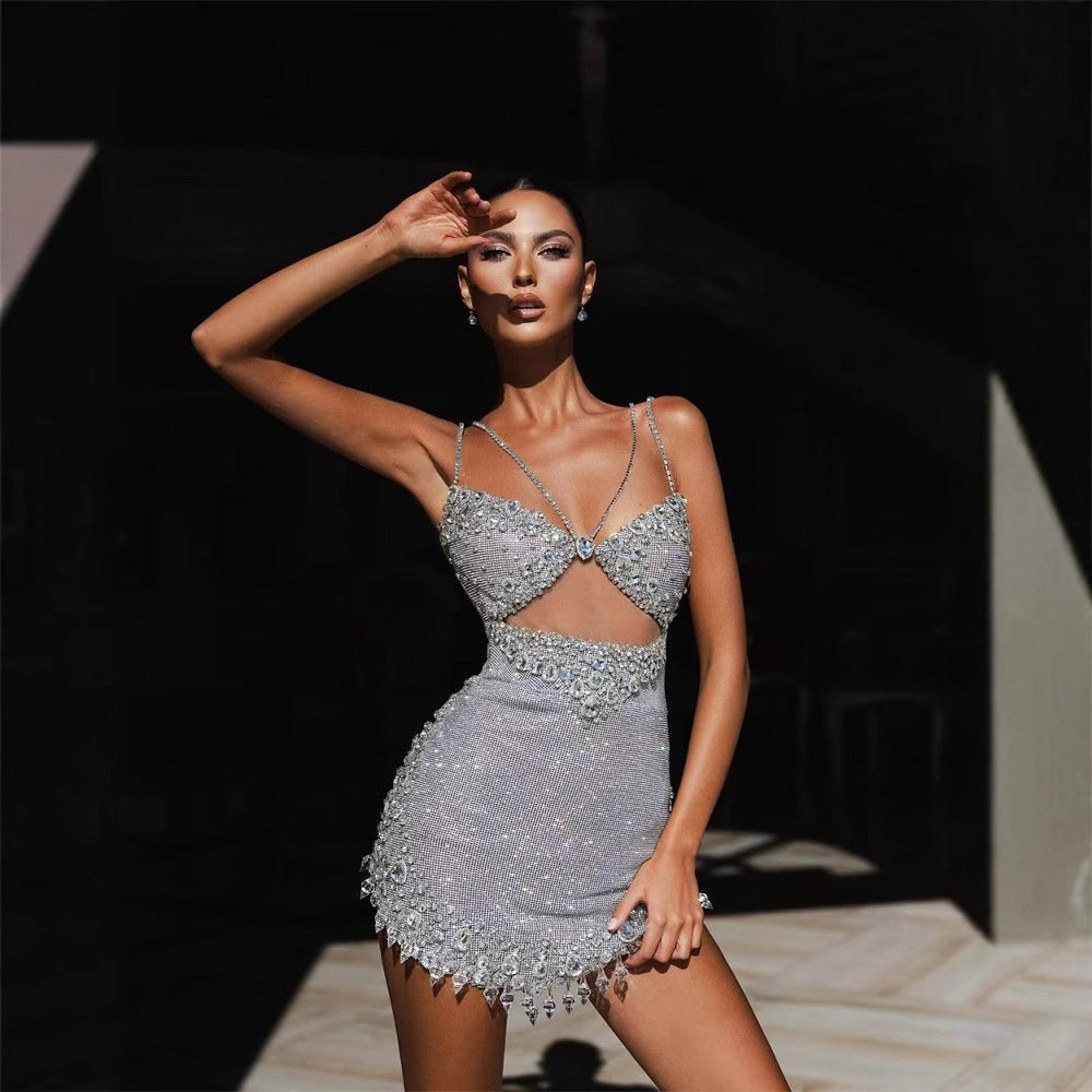 Backless Fitted Mesh Bodycon Dress