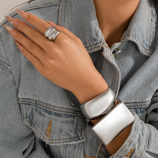 Retro metal square mirror bracelet