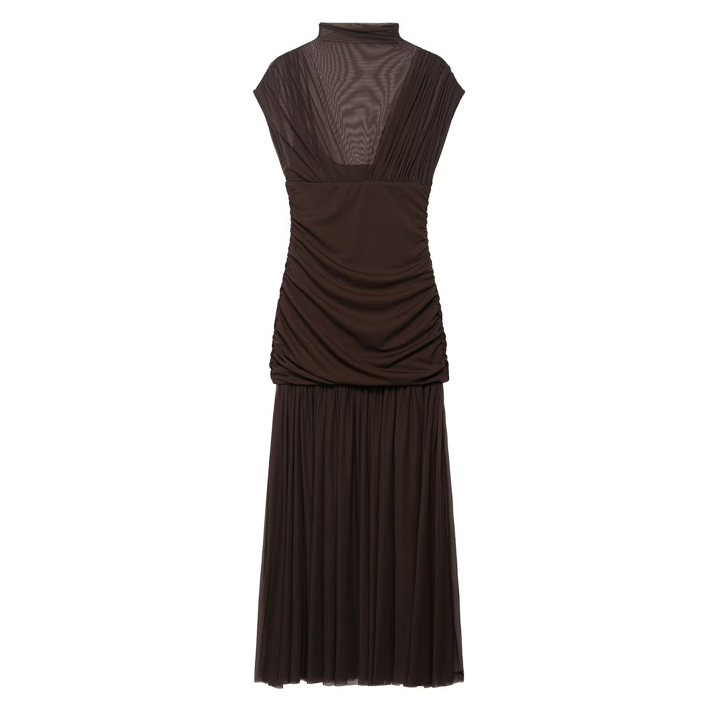 Silk mesh patchwork dress