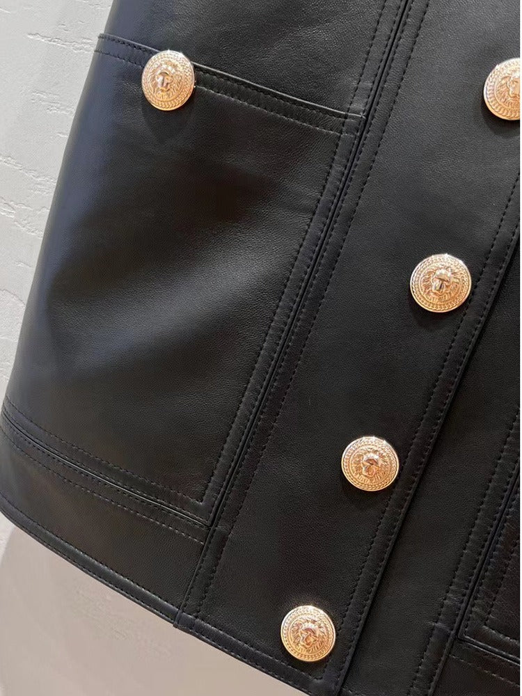 Sheepskin Slim Fit Black Sling Dress
