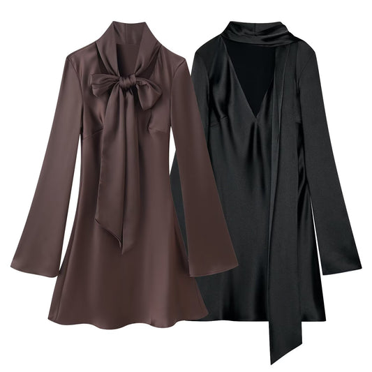 Silk textured scarf dress
