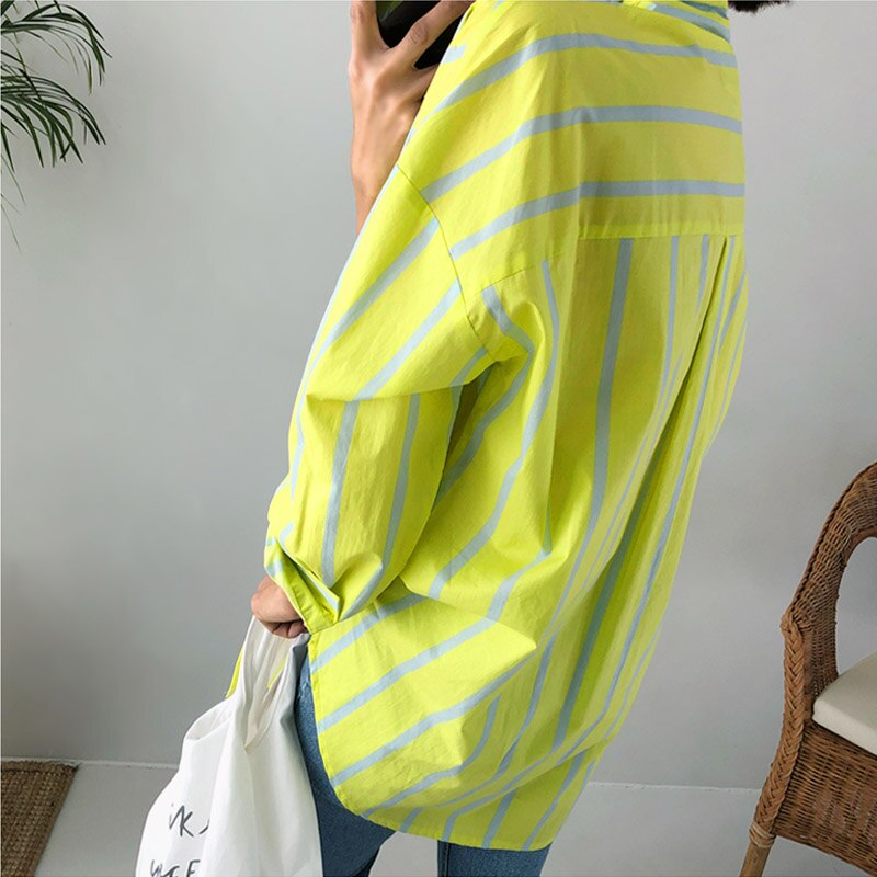 SuperAen Spring Autumn New Striped Long-Sleeve Shirt Female Korean Style Cotton Women Blouses and Tops Fashion