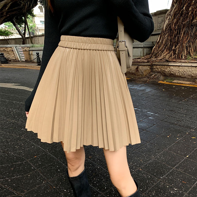 leather pleated skirt