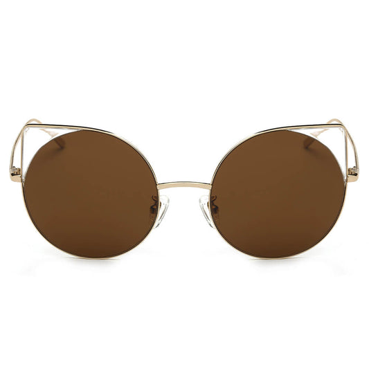 Dublin- Women Mirrored Lens Round Cat Eye Sunglasses