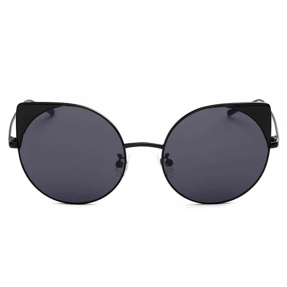 Dublin- Women Mirrored Lens Round Cat Eye Sunglasses