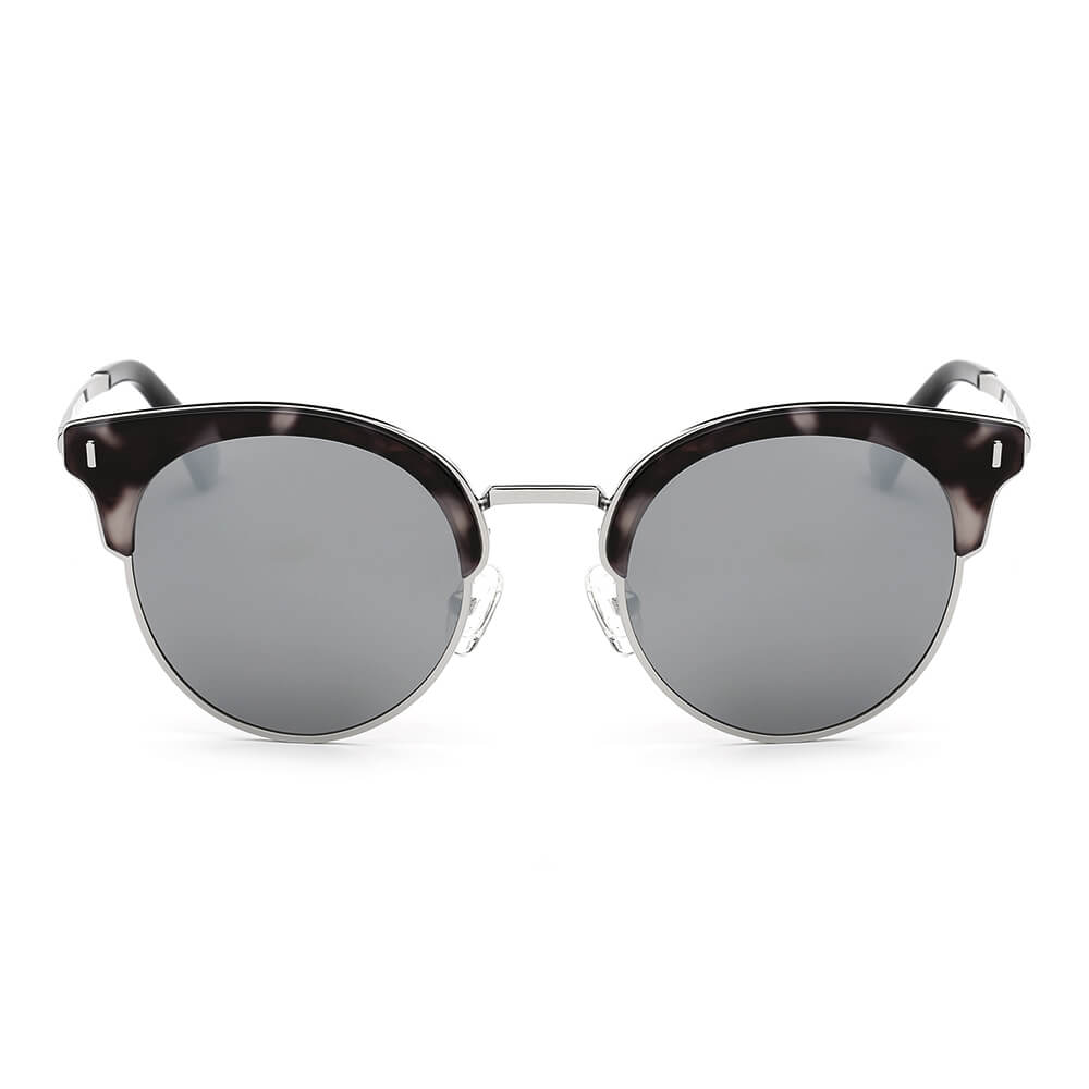 Biloxi -  Women Half Frame Round Cat Eye Polarized Sunglasses