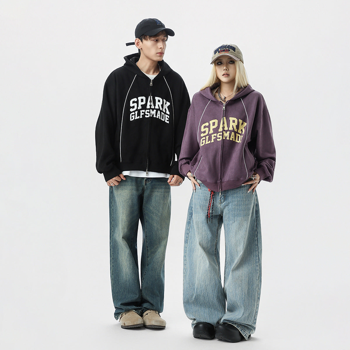 Suede cardigan zipper hoodie