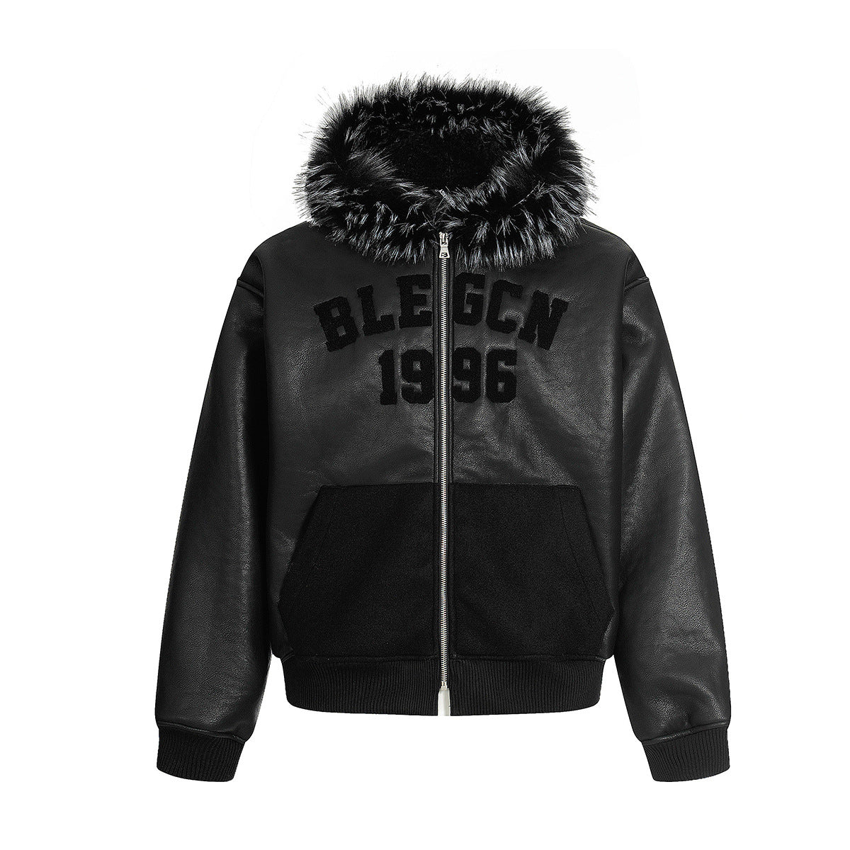 Leather jacket with lamb wool lining and cotton lining