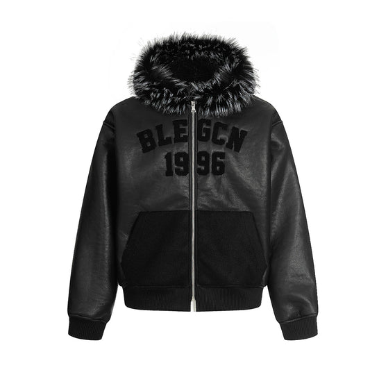 Leather jacket with lamb wool lining and cotton lining