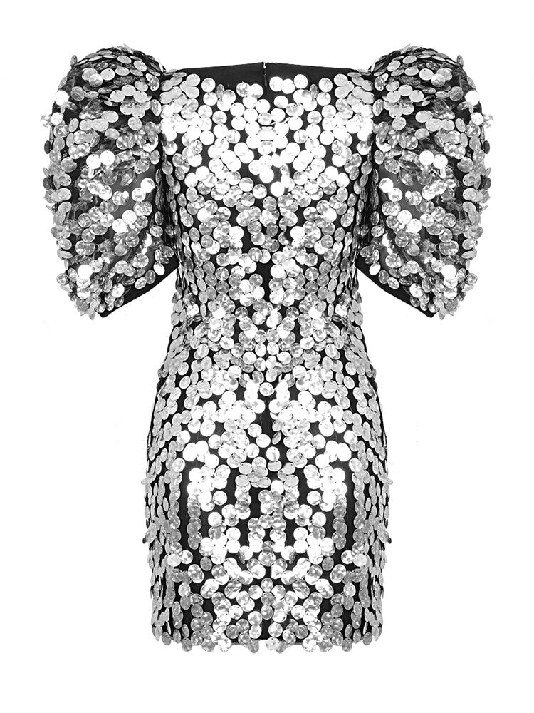 Designer Sliver Sequins Mini Dress
