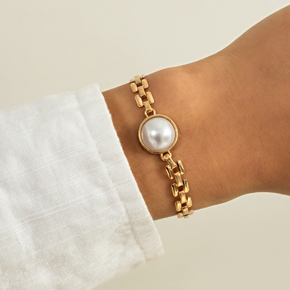Pearl Necklace Geometric Metal Chain