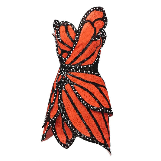 Luxury Butterfly Shape Designer Sequin Dress