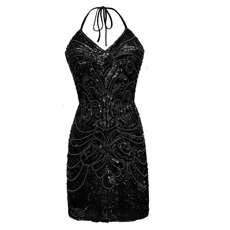 Evening Adult Women's Latin Dance Fringe Dress Sequin Dress Backless Party Stage Performance Costume Women's Clothing