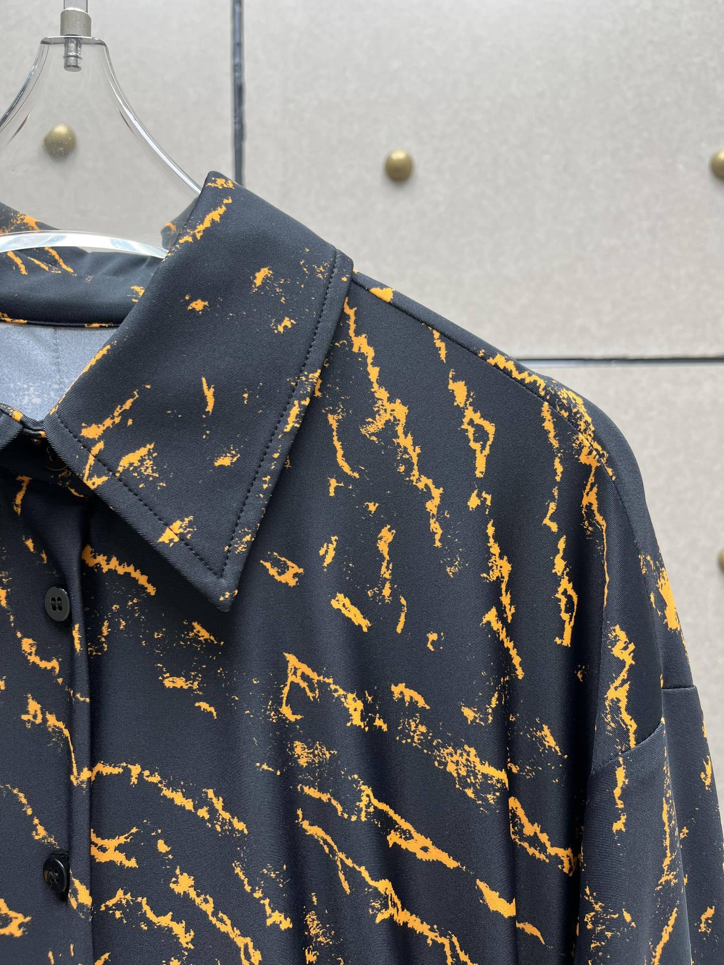 Elegant Temperament Print  Long Sleeve Shirt Dress