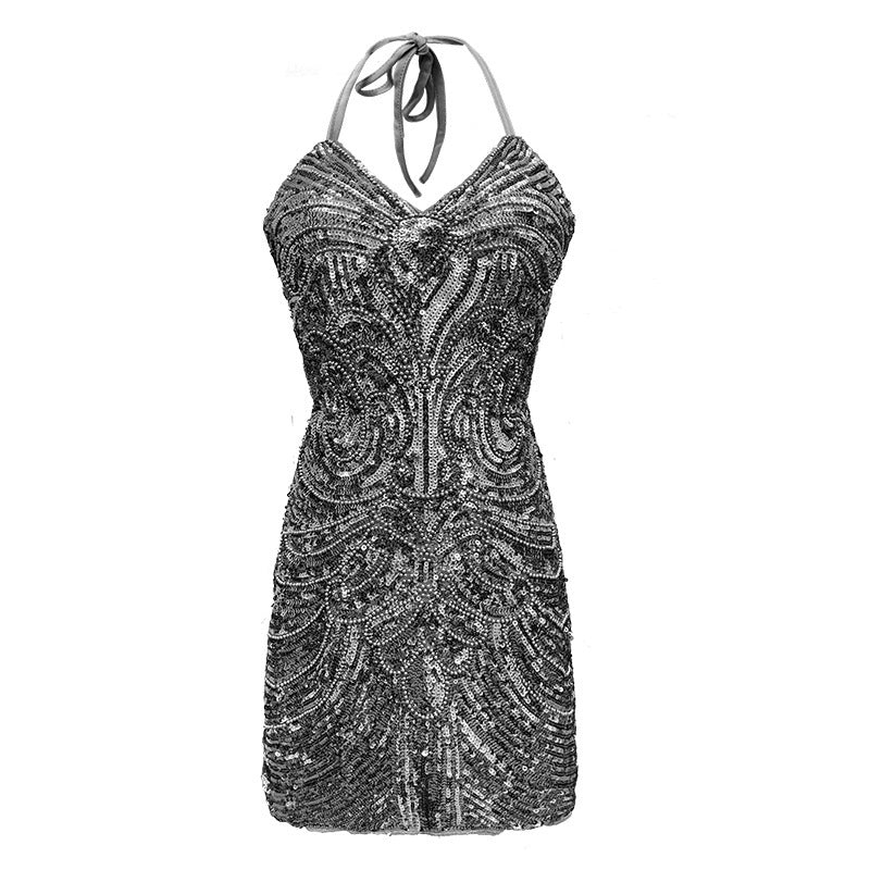 Evening Adult Women's Latin Dance Fringe Dress Sequin Dress Backless Party Stage Performance Costume Women's Clothing