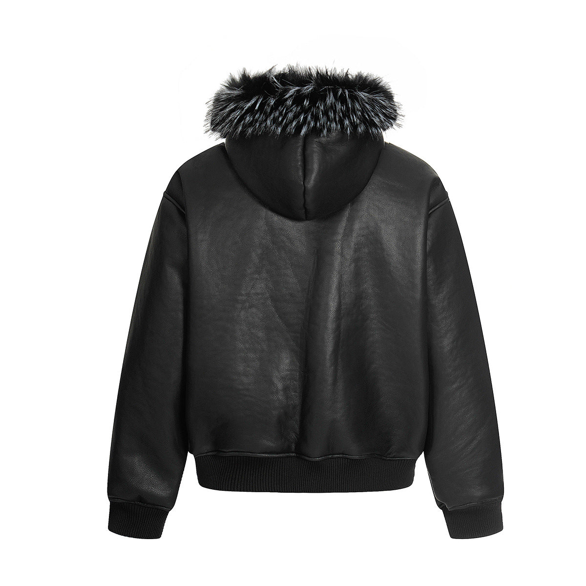 Leather jacket with lamb wool lining and cotton lining