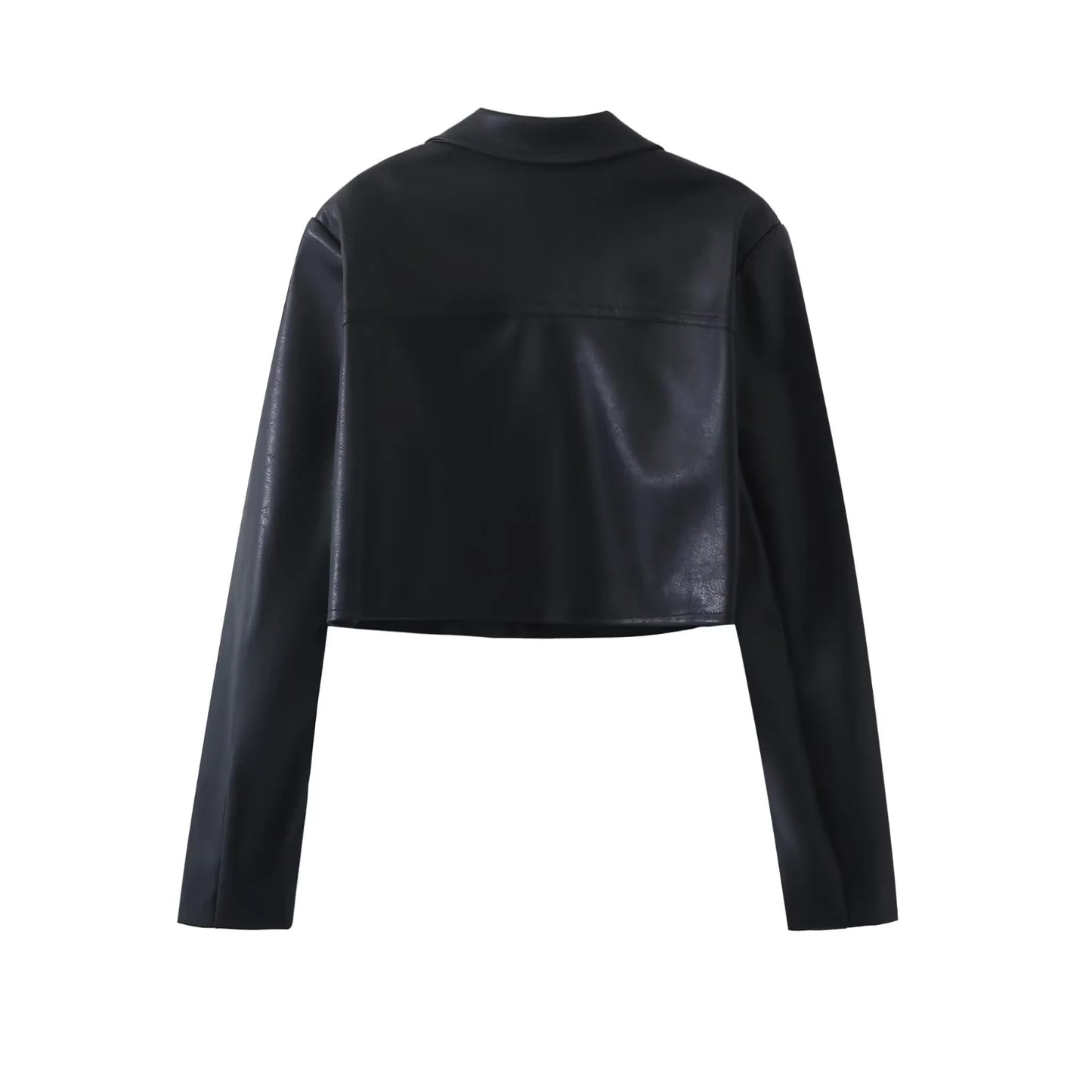 Faux Leather Cropped Jacket Co Ord Set