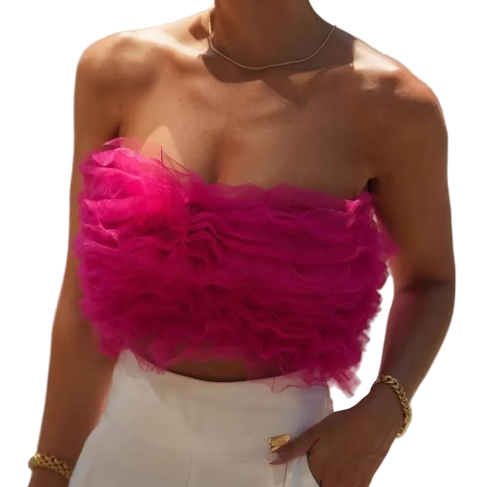 Silk Net Tulle Knitted Top