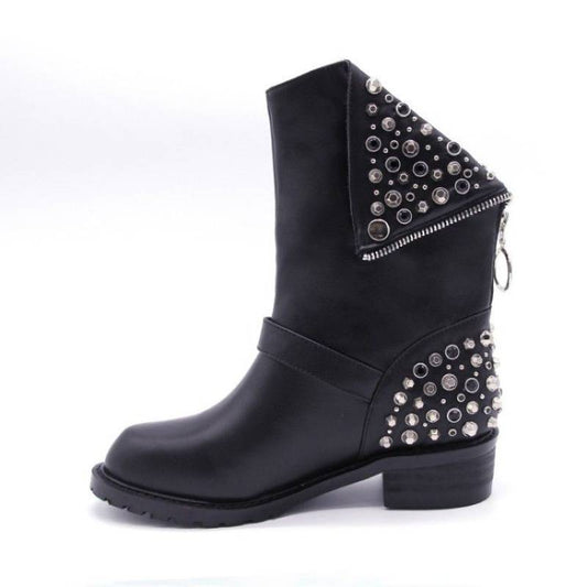 Women's Genuine Leather ankle boots big size fit for 22-26.5cm length feet Autumn and winter warm short boots Short plush lining