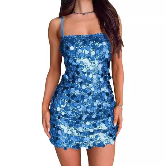 Fashionable Sequin Strapless Dress with Backless Design, Short Bodycon Silhouette for Party and Evening Events