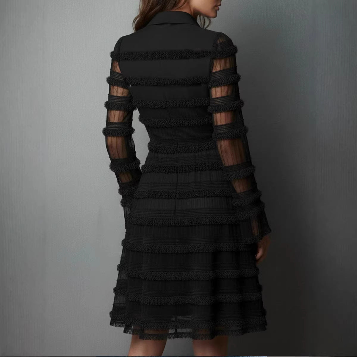 Black Sheer Fitted Dress
