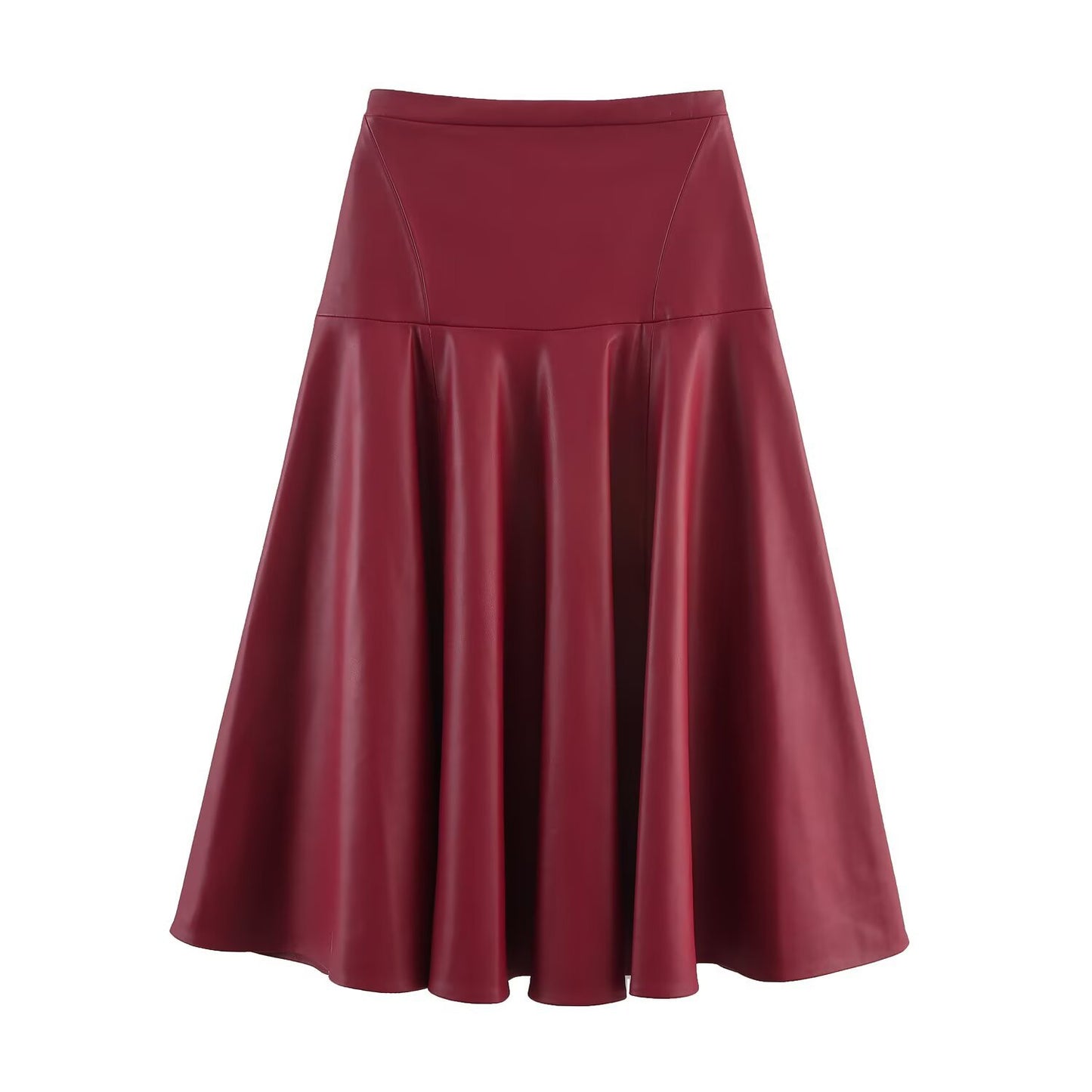Imitation leather MIDI skirt