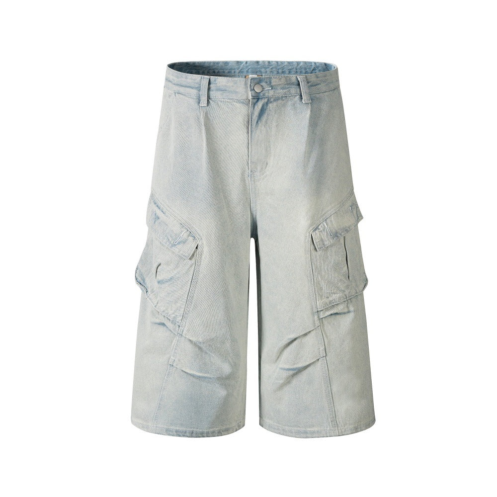 Workwear denim cropped pants