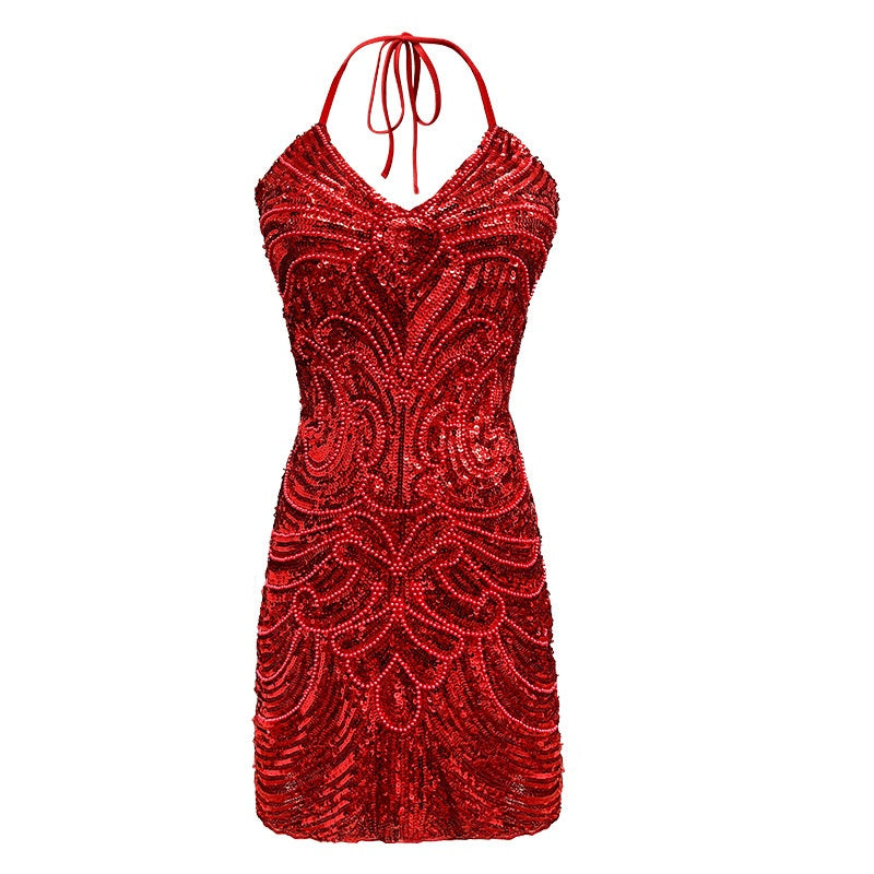Evening Adult Women's Latin Dance Fringe Dress Sequin Dress Backless Party Stage Performance Costume Women's Clothing