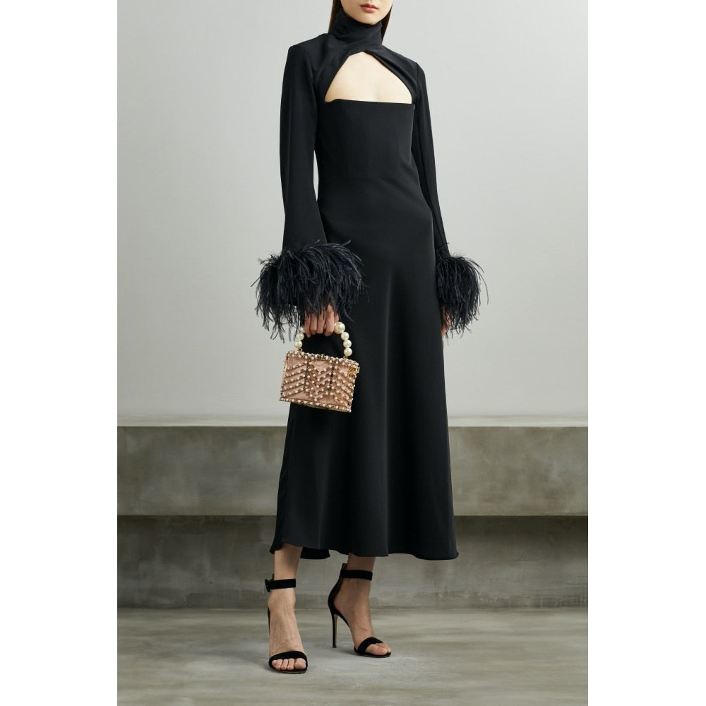 Ostrich Feather Elegant Party Dress