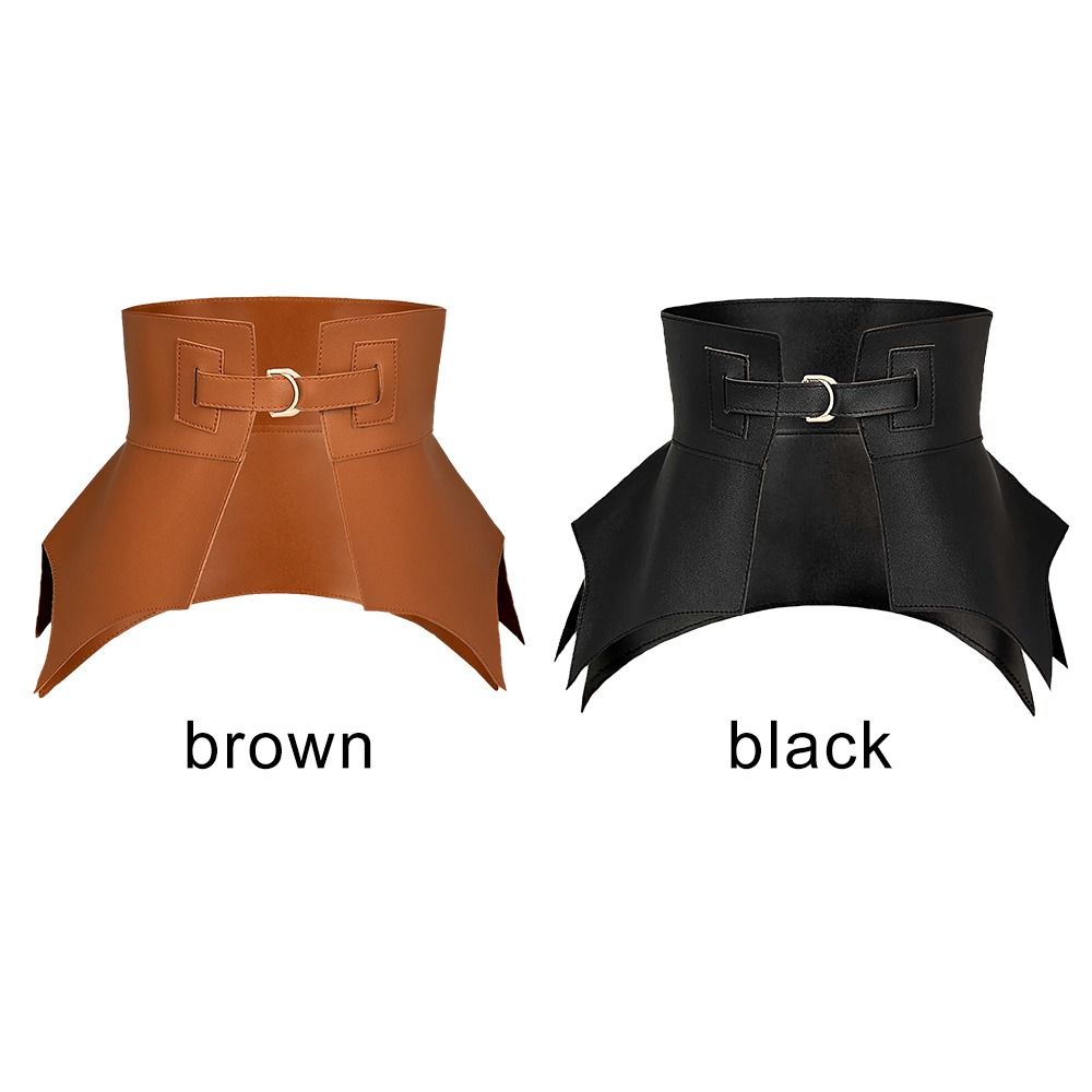 Black Brown Irregular Pu Leather Long Wide Belt Punk Style Women Fashion Autumn Winter Skirt Dress Coat Waistband Corset Belt