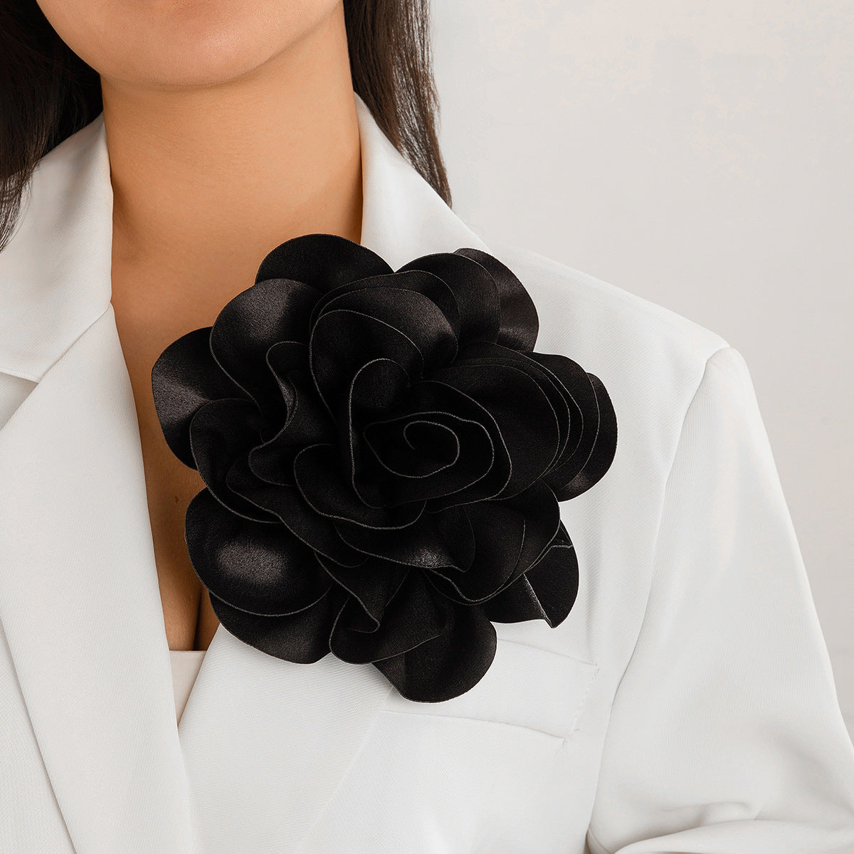 large  fabric flower brooch