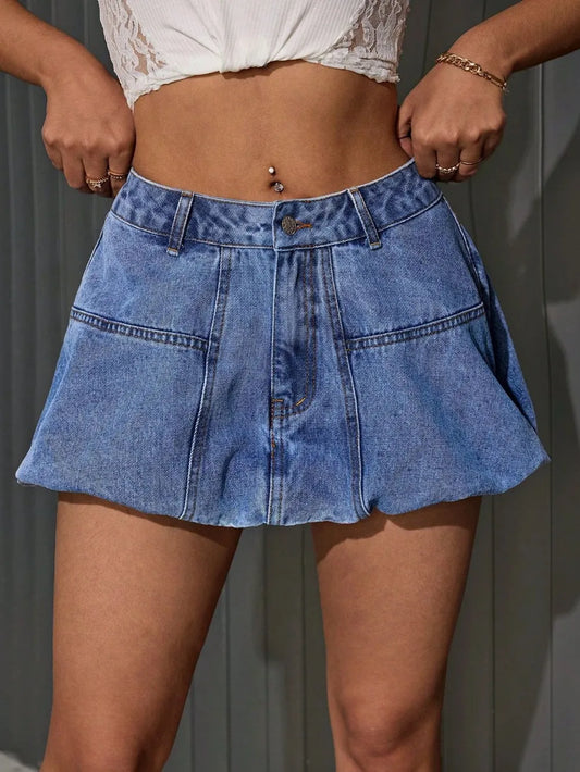 Bubble Mini Denim Skirt
