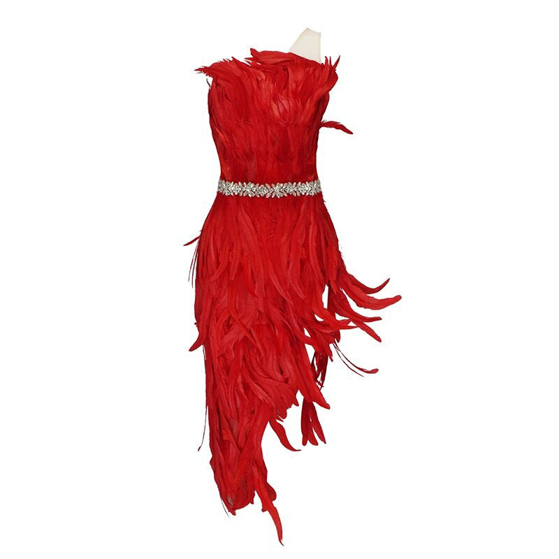 Designer sequin Feather Party Dress